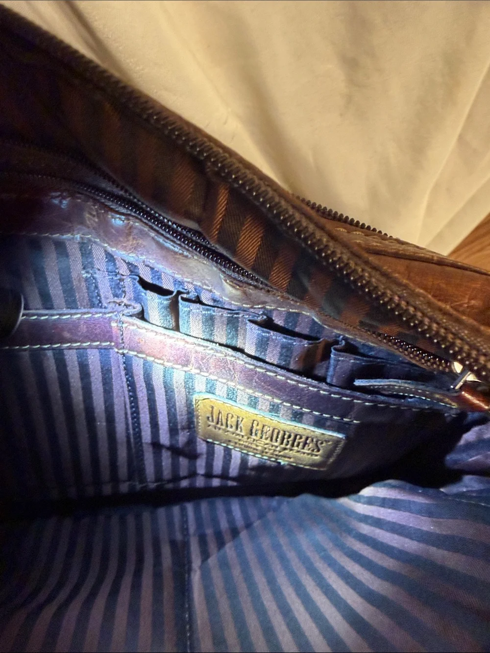 Jack Georges leather laptop messenger bag
